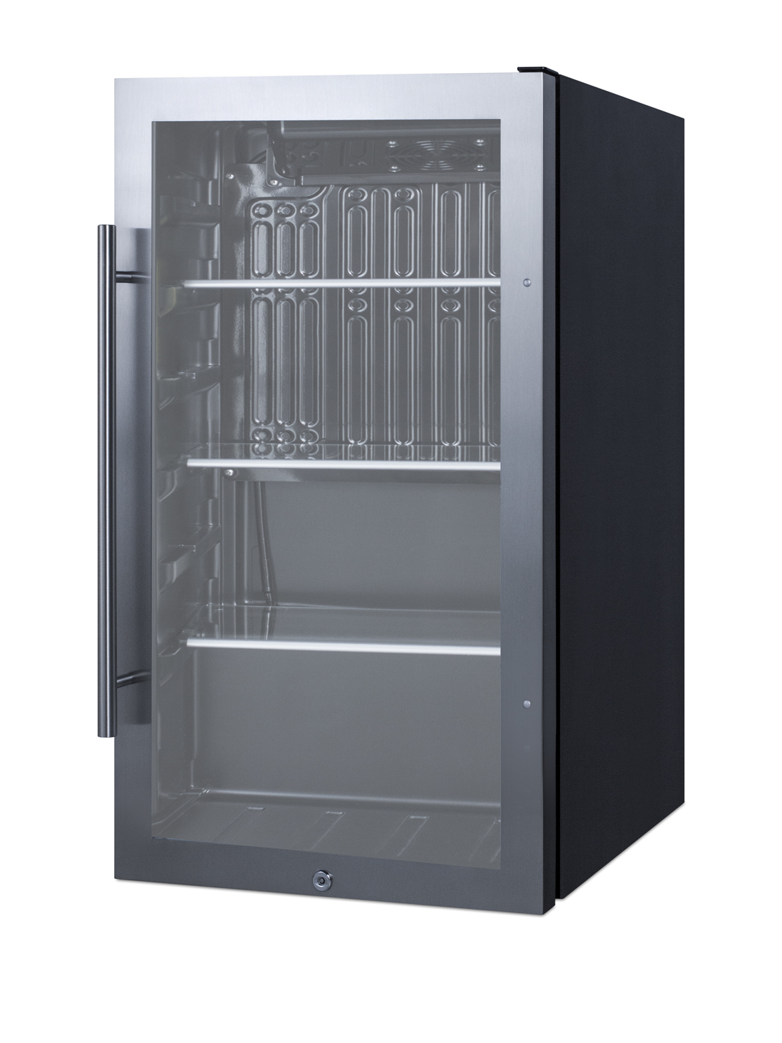 ADA compliant commercially approved outdoor beverage cooler for built-in or freestanding use with a shallow 17